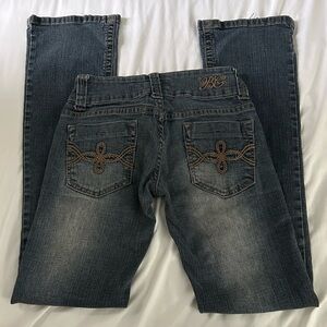 Bubblegum vintage low rise embroidered bootleg jeans